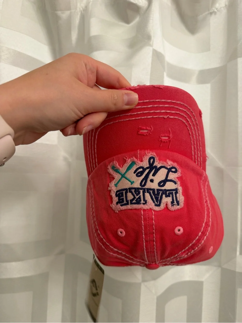 NWT Lake Life girls peach distressed hat